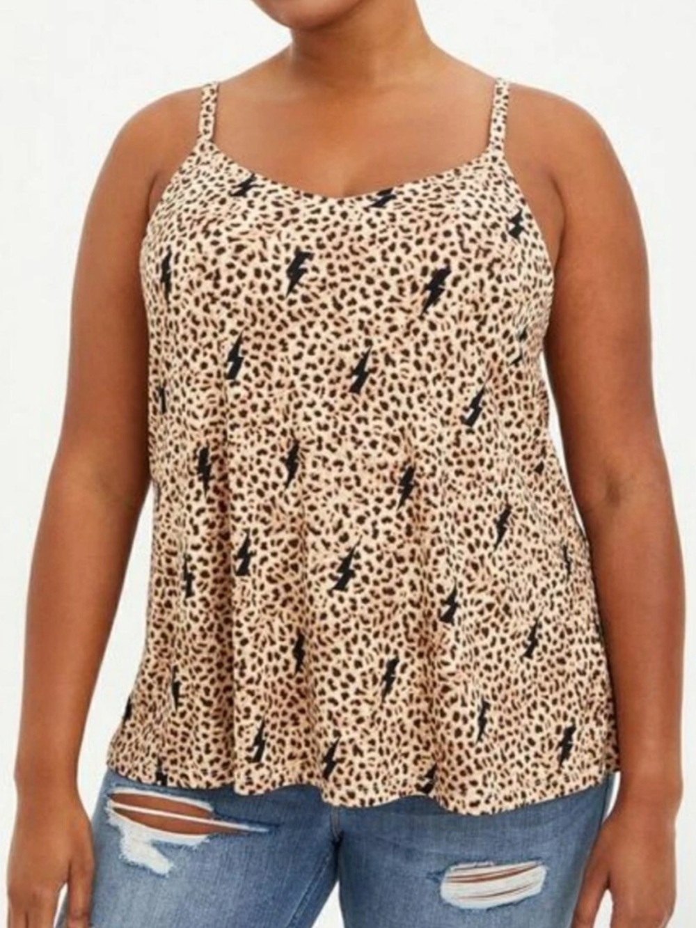 Torrid 4X Leopard Print Lightning Bolts Soft Swing Cami Slip Tank